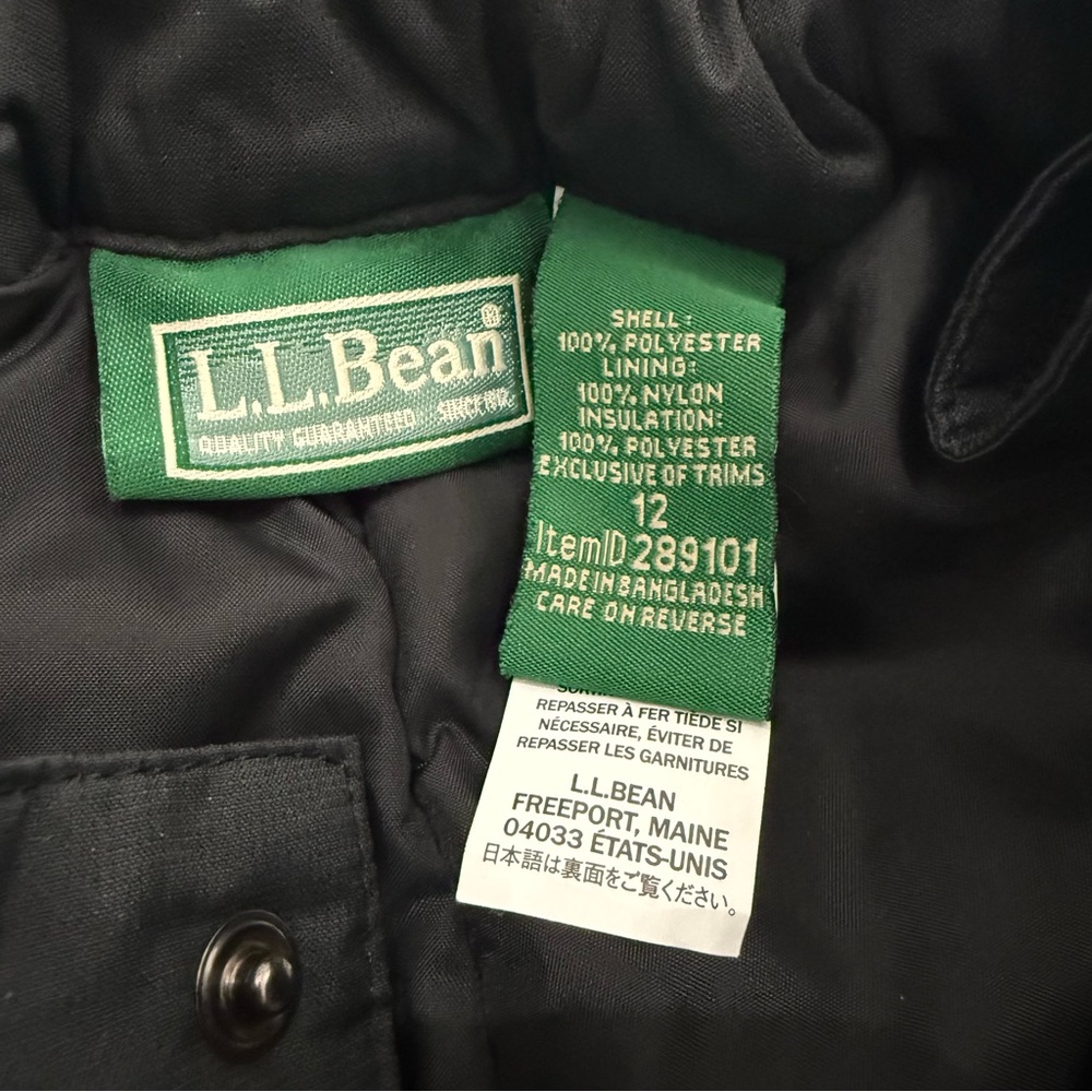 LL Bean Kids Cold Buster Snow Ski Pants Black Winter Waterproof Insulated Sz 12 - Picture 7 of 12